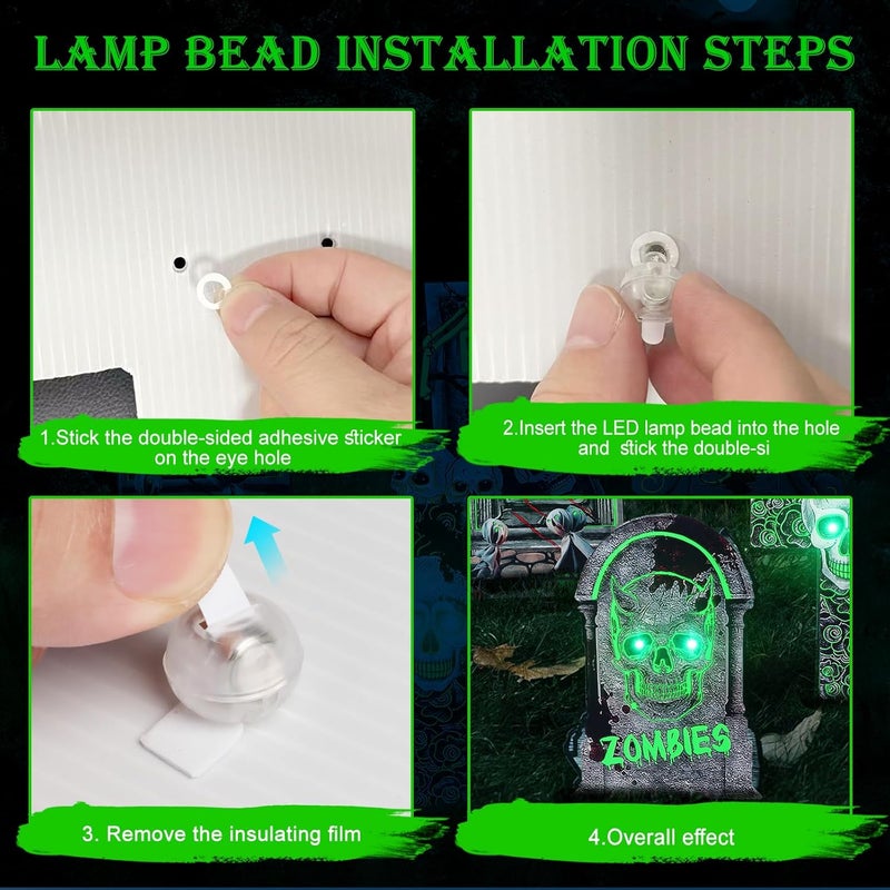Chaohua Halloween Decorations 6 Pack Outdoor Glowing Tombstones, Halloween Tombstone Decoration with 10 LED Light Beads, Horror Yard Sign, Suitable for Cemetery Garden Lawn Party Decoration - Image 4